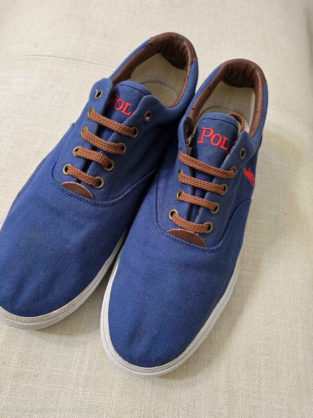 Polo by Ralph Lauren Blue and Cream Men’s Canvas/Leather Sneaker